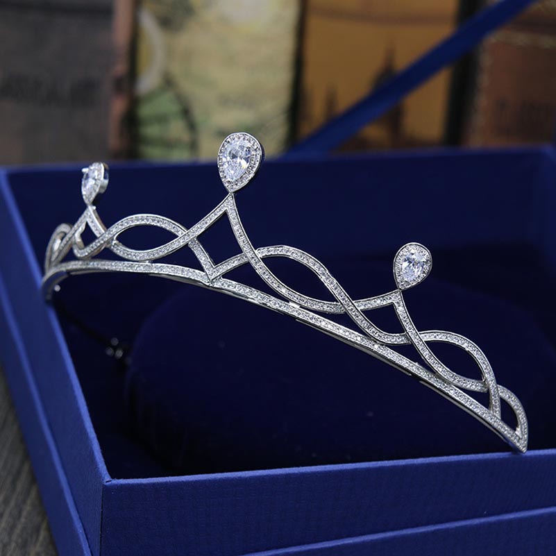 Hochzeitshaarschmuck der marke rot Bäume: funkelnde aaa-zirkonia-brautkronen und -Diademe (diademe, couronne, mariage)