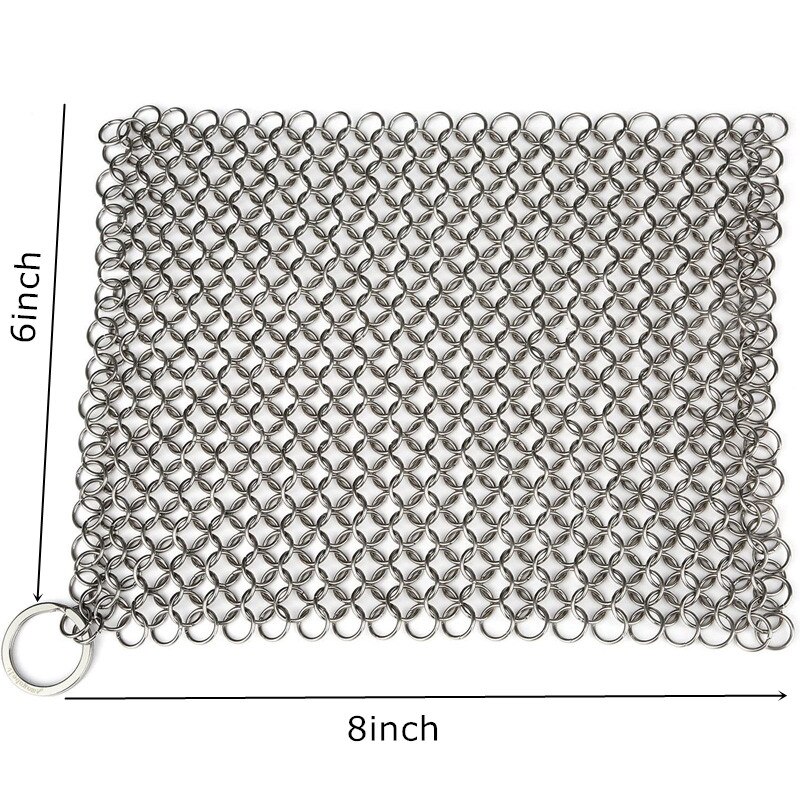 Edelstahl Gusseisen Reiniger 316L Kettenhemd Pfanne Schaber Scourer Draht Schüssel Topf Reinigung Küche Pinsel Startseite Zubehör: 8X6 Zoll