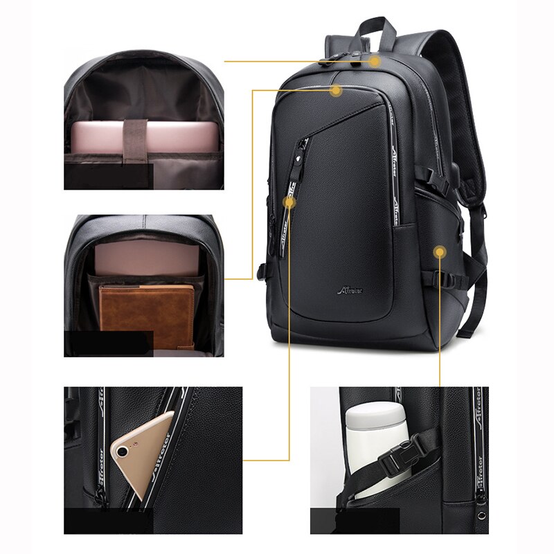 Leather Splashproof 16inch Laptop Backpack Anti Theft Men Backpack Travel Teenage Backpack bag male bagpack mochila