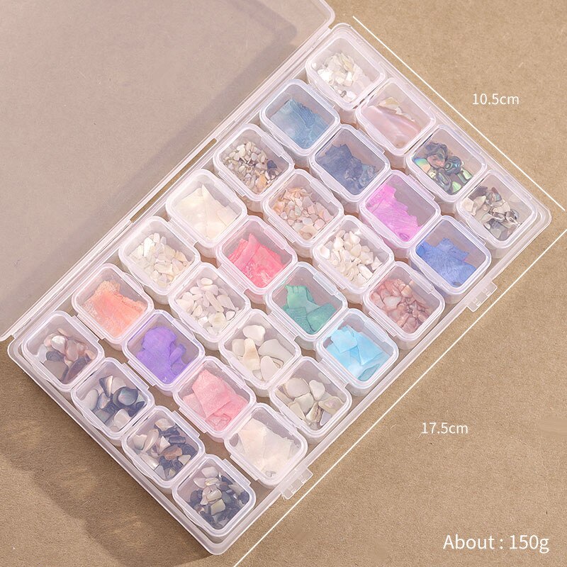 Ensemble d'accessoires pour ongles à 28 grilles, poire/métal/coque/résine/cristal strass pour manucure/bricolage, Kit de décorations pour Nail Art # DXM12