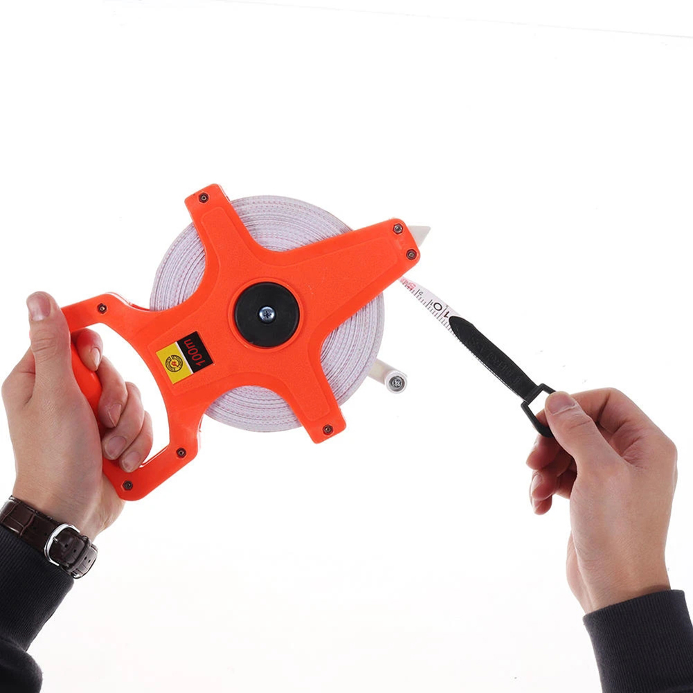 100m Retractable Fiberglass Tape Measure Open Reel Metric Scale Measuring Ruler Woodworking Gadget Depth Measurement