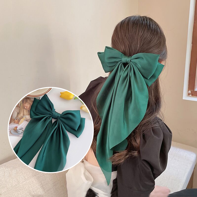 Pinza para el pelo con lazo de gasa para mujer, pasadores de horquilla con lazo grande para niña, Clip para cola de caballo de Color sólido, accesorios para el cabello,: Rojo