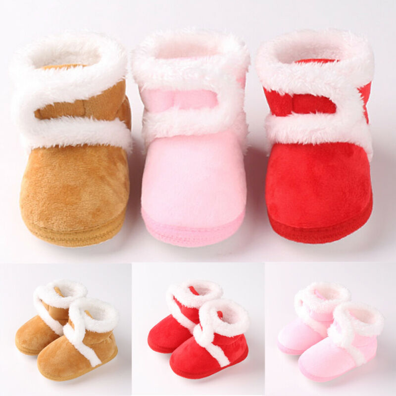 -né bébé fille enfant en bas âge doux fourrure bottes bout rond semelle souple berceau neige chaussures chaussons Prewalker 0-18M