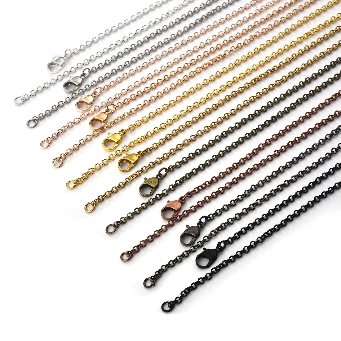 Cadenas de latón para manualidades, accesorios para fabricación de joyas, collares, suministros a granel, cadenas de Eslabón cubano, cierres de Metal de 55cm,