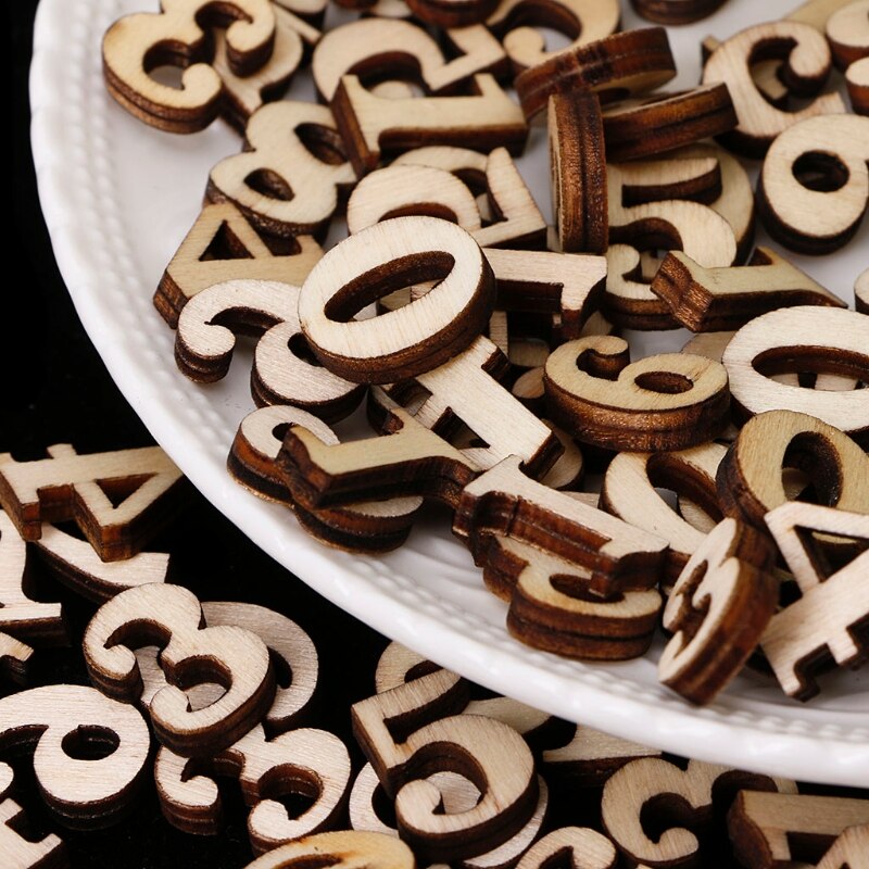 100Pcs Wooden 0-9 Numbers Embellishments 15mm Scrapbooking Card Making Craft DIY