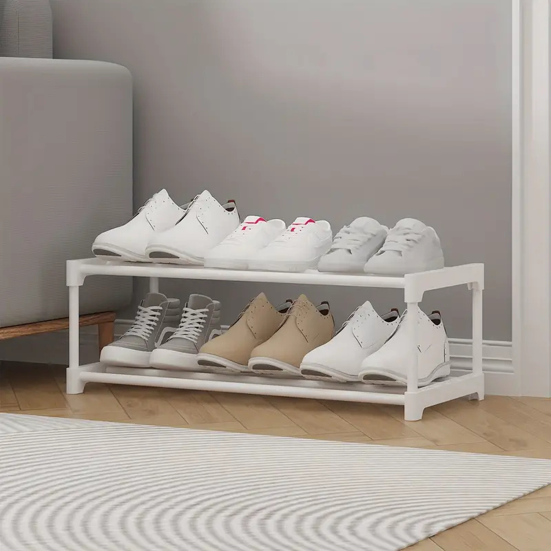 Schoenenrek voor kast, verstelbaar schoenenrek voor kleine ruimte, kleine schoenenorganizer voor voordeur, stevig metaal, voordeur: Light Grey