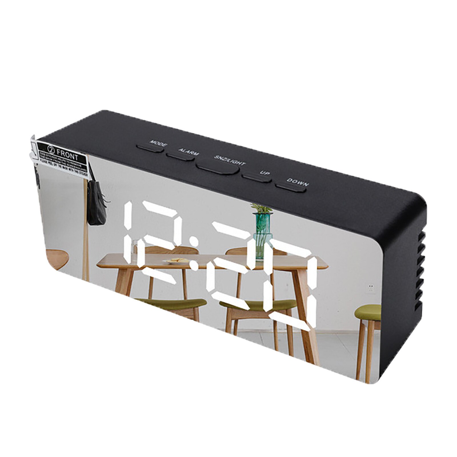 Termómetro de reloj de despertador con efecto espejo y luz LED, pantalla Digital, temperatura regulable por USB, modo nocturno, función de memoria de luz, Reloj de escritorio