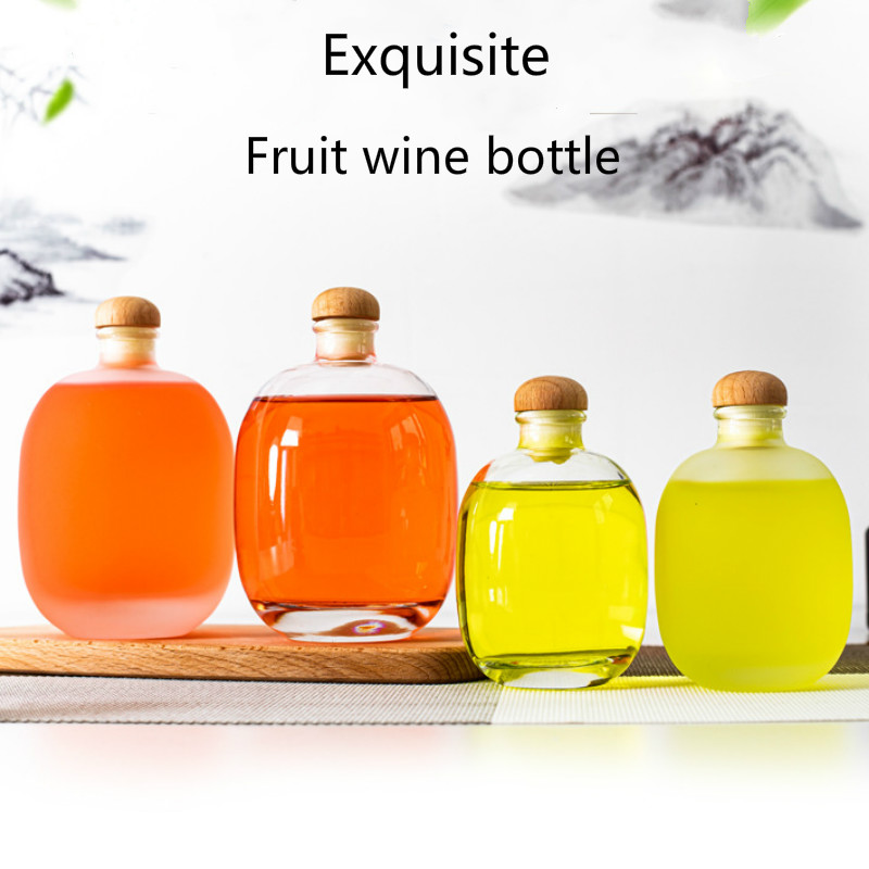 500ml Frosted Fruit Wine Bottle Green Plum Hip Flask Sake Rice Wine Yellow Wine Container with Cork Preservation Bottle Jug