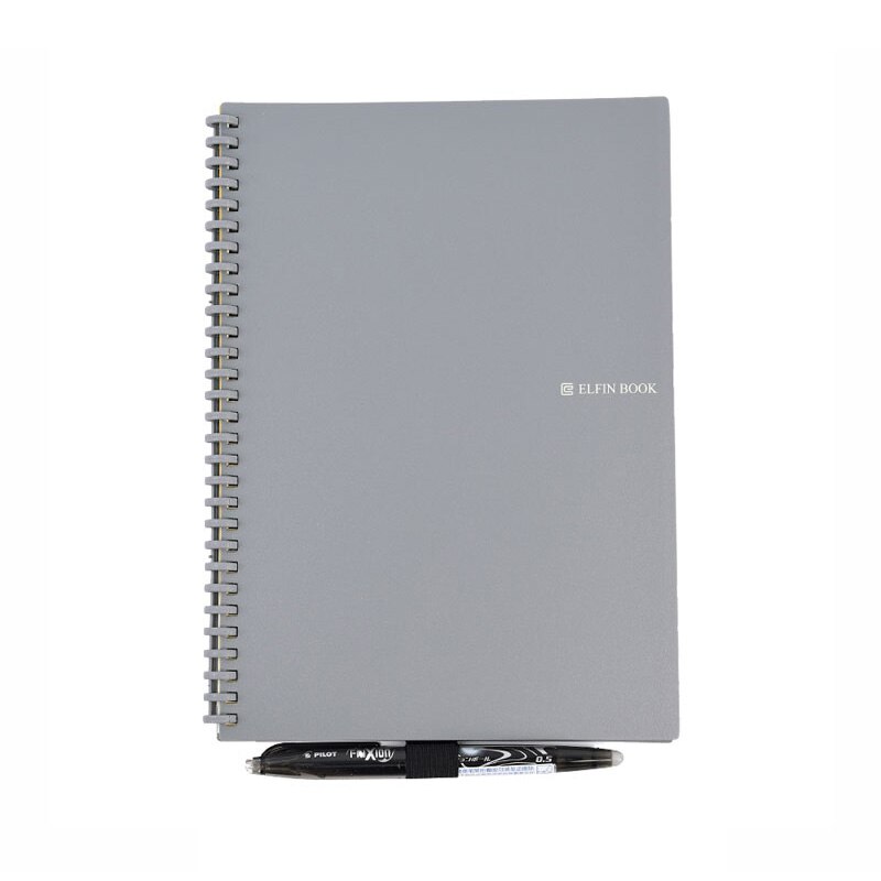 Elfinbook 2 pour ordinateur portable effaçable et réutilisable, bloc-notes effaçable avec stylet vague nuage, directe: Grey / B5 17.6x25cm 60 page