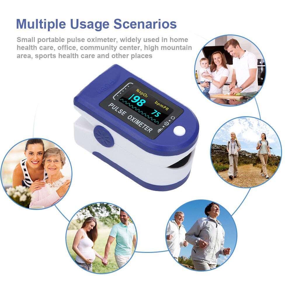Digital Fingertip Pulse Oximeter LED Display Blood Oxygen Level SpO2 Finger Oximeter Sensor Saturation Fingertip Monitor