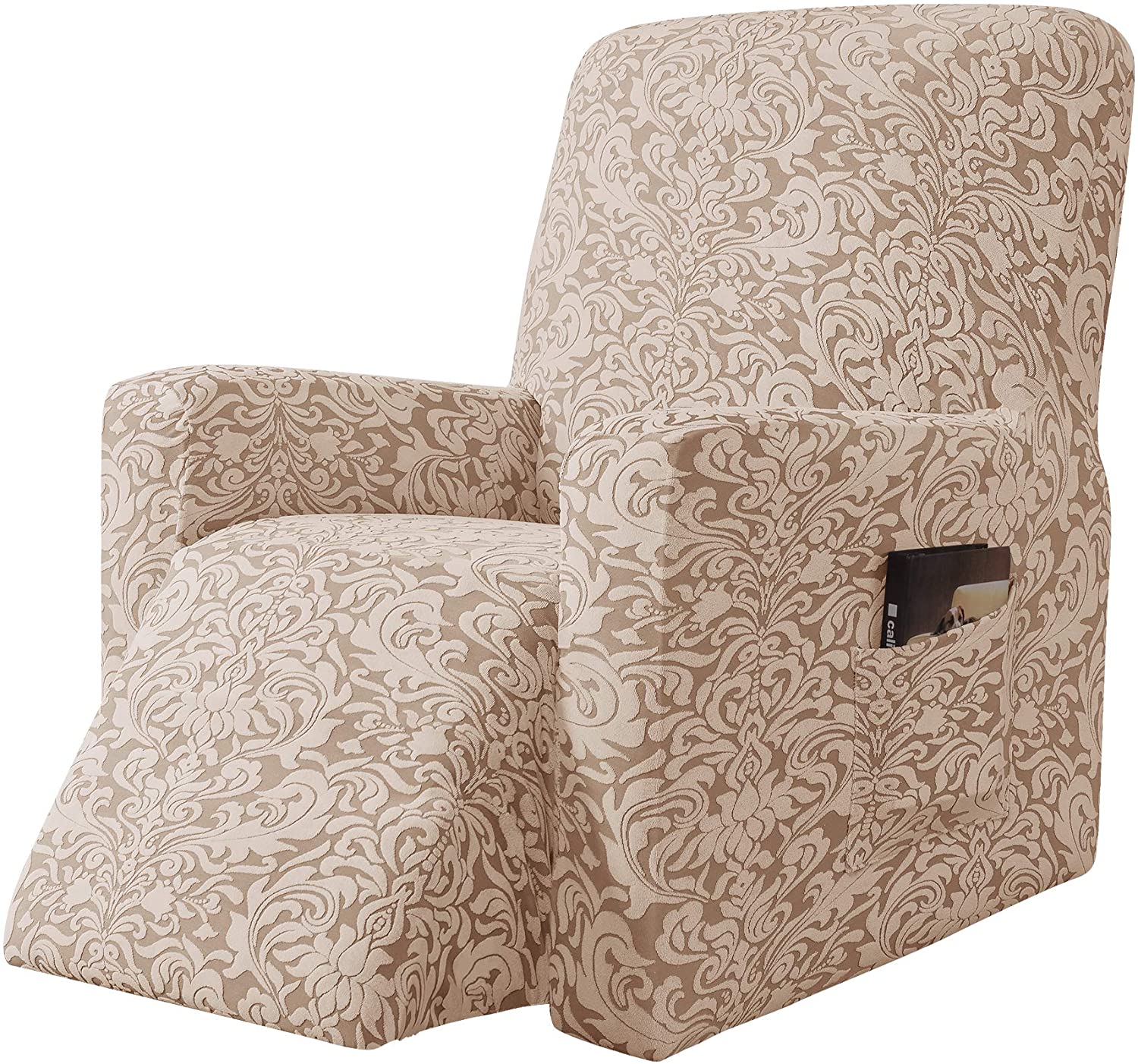 Lounge Recliner Chair Cover Relax Spandex Single Seat Sofa Slipcovers Jacquard All-inclusive Massage Armchair Cover Funda Silla: Dark Khaki Cover