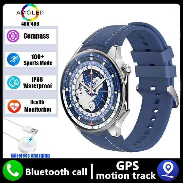 Dla OPPO zegarek DT zegarek X mężczyźni sprytny zegarek GPS trajektoria kompas 1.43 "AMOLED 466*466 HD ekran Bluetooth połączenie Człowiek Smartwatch: Czerwony