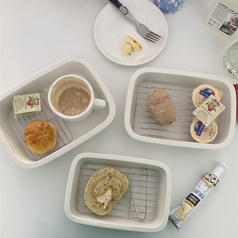 Bakeware Dessert Plates 750/1000/1300ML Dessert Deep Plate Ceramic Breakfast Dishes For Serving Food Platos тарелки для еды