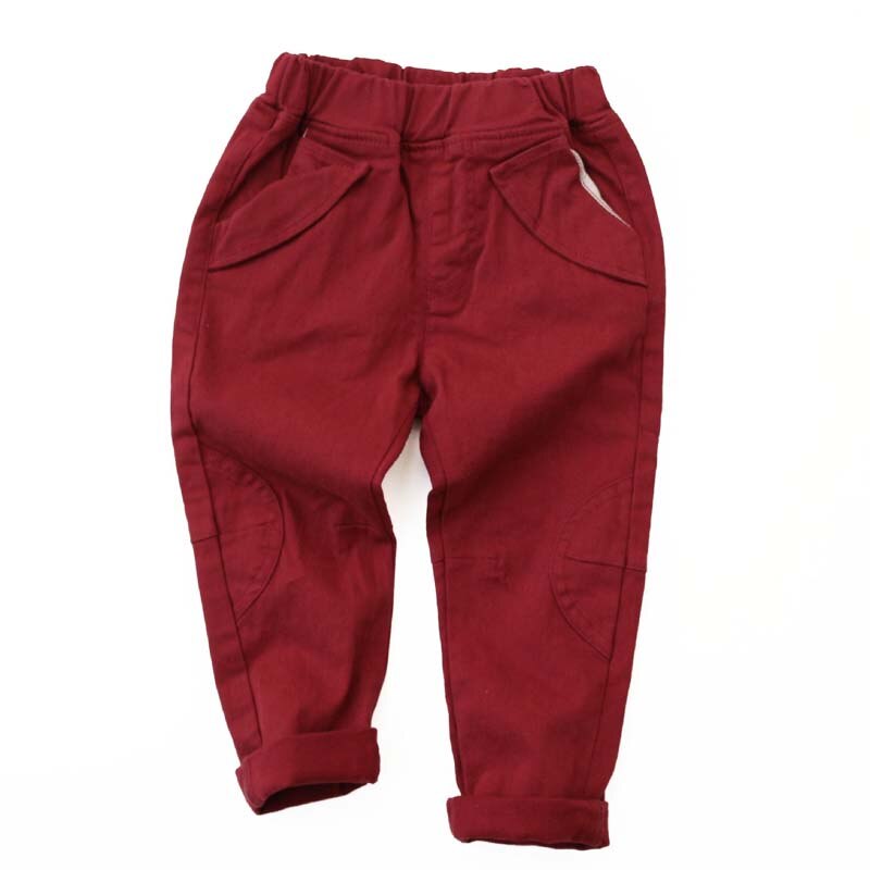 Kids Spring autumn clothes Girls trousers children pants for baby boys pants solid navy blue green khaqi Woven: red / 5