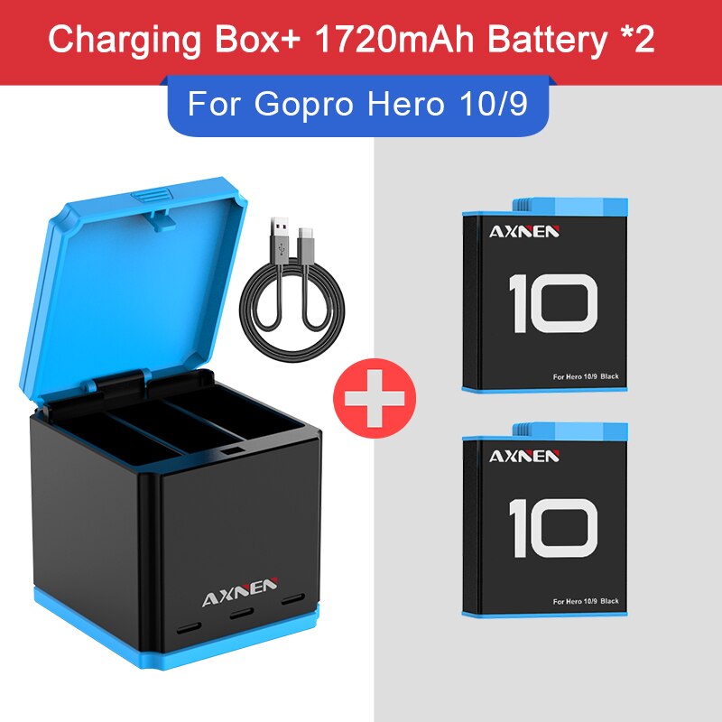 Zestaw baterii lub ładowarki do GoPro Hero 10 9 8 7 6 5 Gopro akcesoria do oryginalnego Go Pro Hero10 Hero8 Hero9 czarny aparat akcji: G9G10 1Charger 2B