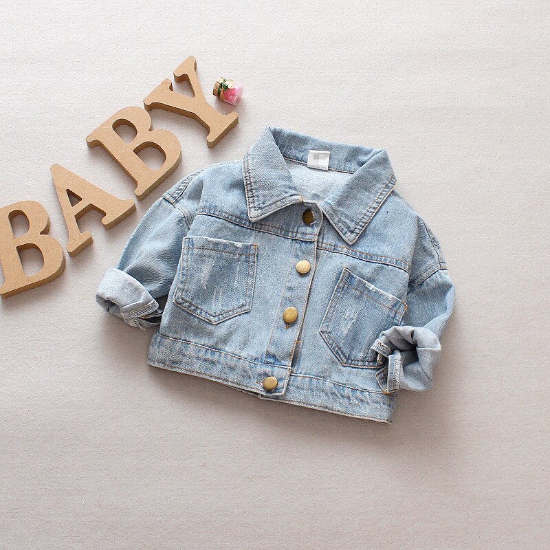 autumn denim jacket short paragraph 0-3 years old boy cartoon cute children's clothing