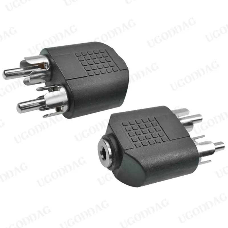 3,5 mm audio stereo jack vrouwelijk naar 2 RCA mannelijk audio jack connector adapter converter voor luidspreker