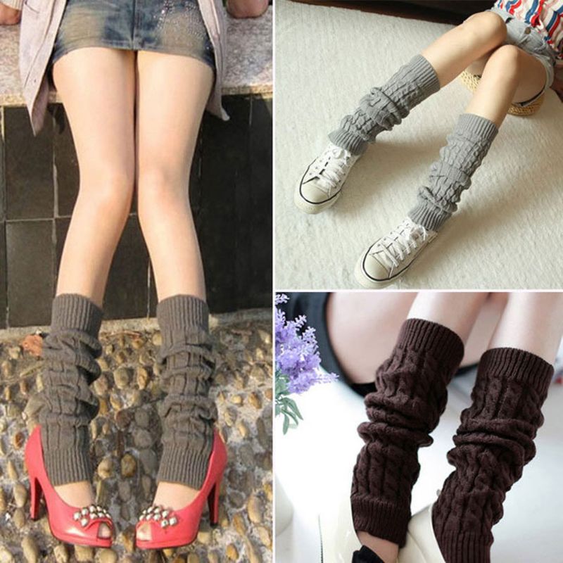 Women Winter Warm Knit Crochet High Knee Leg Warmers Leggings Boot Leggings Slouch