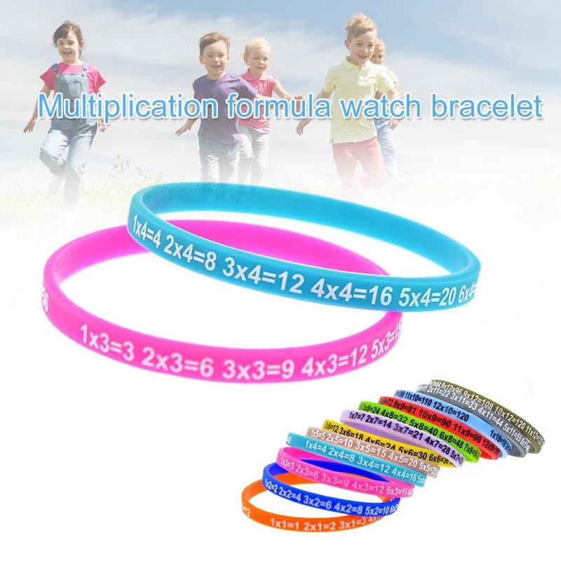 12 Stks/set Vermenigvuldiging Tafels Zachte Siliconen Armband Leren Math Education Polsband Voor Kids Voorschoolse Leermiddelen Math Speelgoed