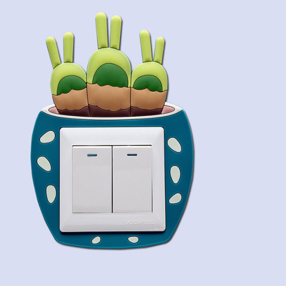 6pcs/set Cartoon 3D stickers Cactus Fluorescent Wall Stickers On-off Switch Stickers Kids Luminous Light Switch Home Decorations