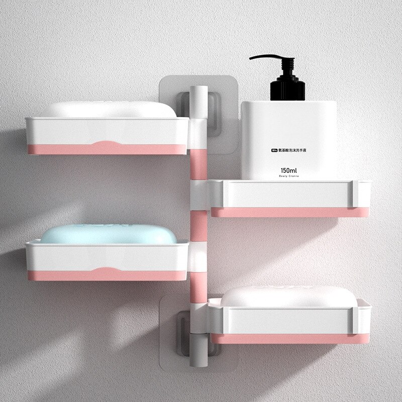 Wall-mounted Soap Dish 180 Degrees Rotate 1 2 3 4 Layer Soap Draining Rack Bathroom Soap Holder Bathroom Toiletries Shelf: PW4