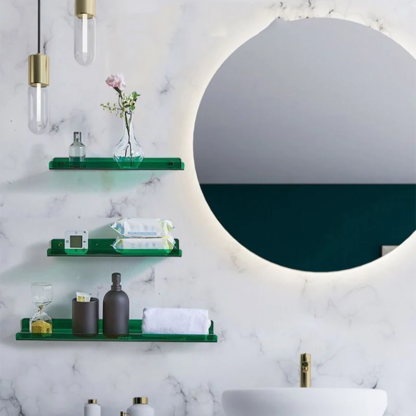 Estante de almacenamiento de acrílico montado en la pared para baño, organizador de cocina, estantes de exhibición, estante de pared decorativo sin perforaciones
