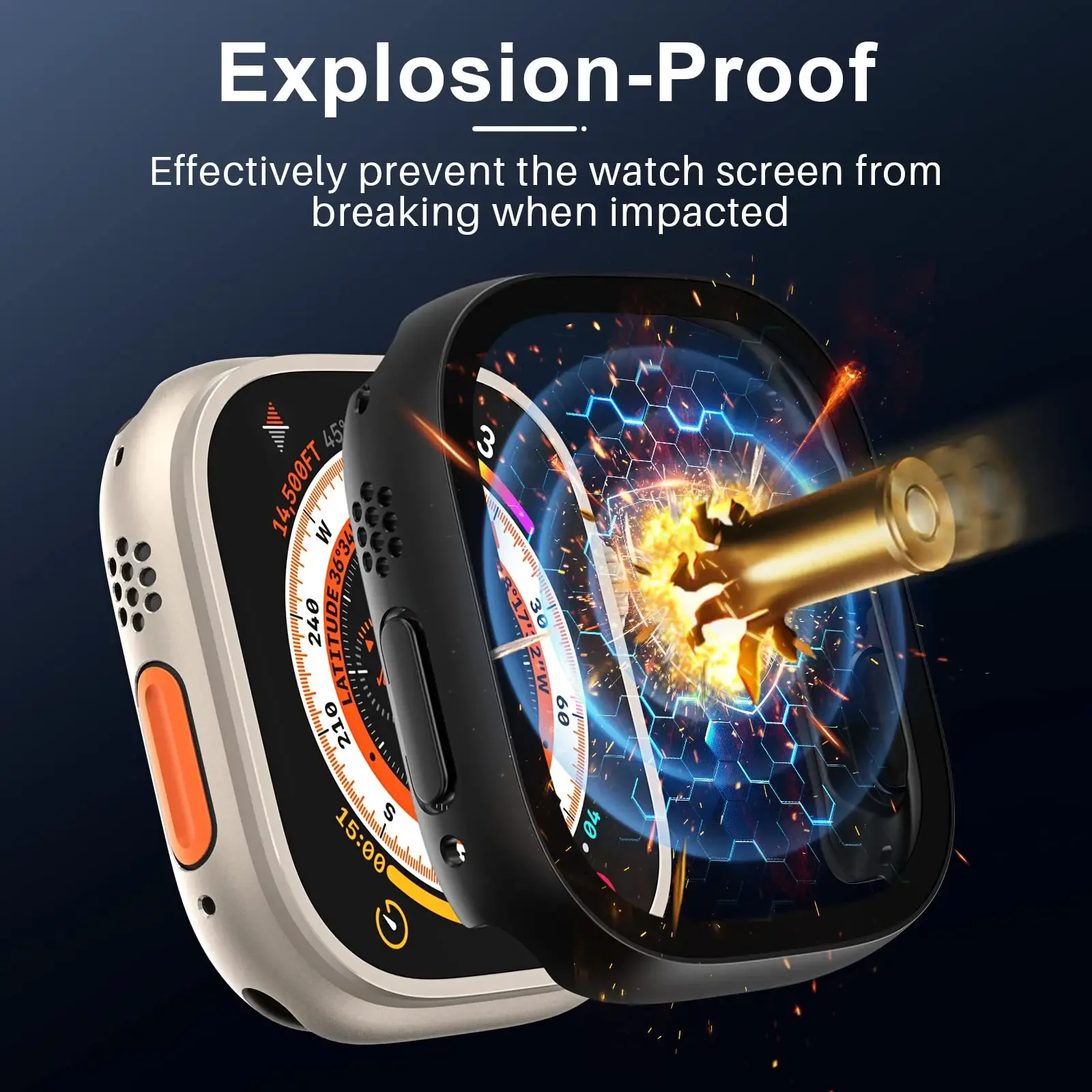 Vidrio + funda para Apple Watch Ultra 2, carcasa de 49mm para reloj inteligente, parachoques de PC + Protector de pantalla, cubierta templada, accesorios de banda serie iwatch