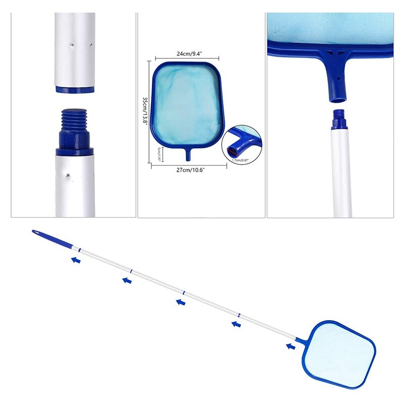 Pool Skimmer Pool Net With 5 Sections Pole Pool Skimmer Net For Above Ground &amp; Inground Swimming Pools