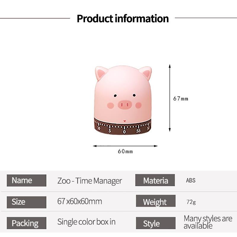 Kitchen Timer Animal Shape Adorable Cooking Shower Study Stopwatch Alarm Clock Plastic Compact Timer Cooking Countdown Timer