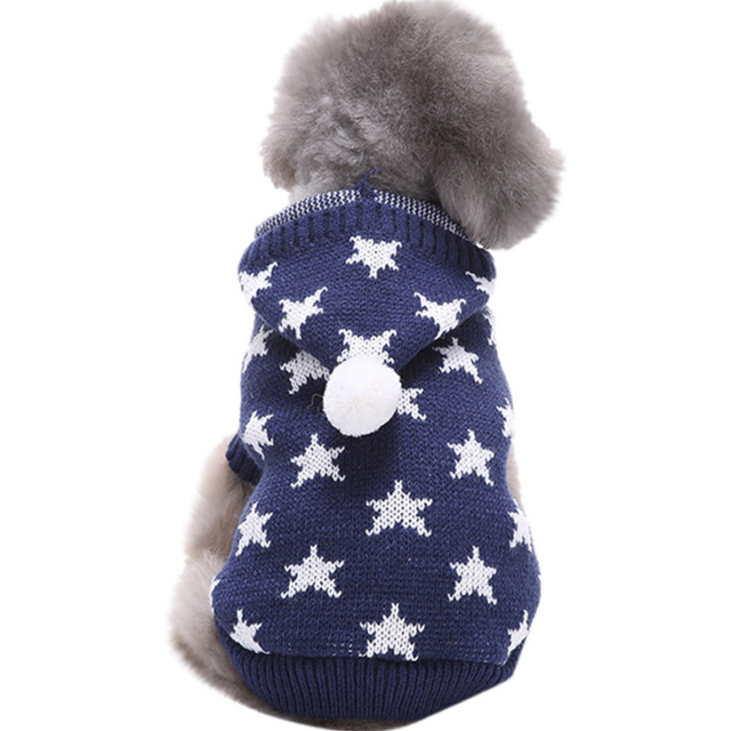 Nieuw Pet Supply Ster Patroon Hond Trui Gebreide Hond Hoodie Jas Puppy Outfit Winter Warm Kleding Voor Kleine Honden 81113: BU / XXL