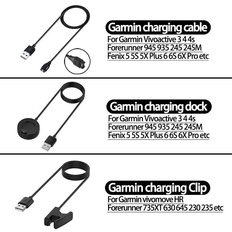 Dock oplader ladekabel til garmin vivoactive 3 4s 935 945 fenix 5 5x 5s plus 6 6s 6x pro clip oplader til forerunner 235