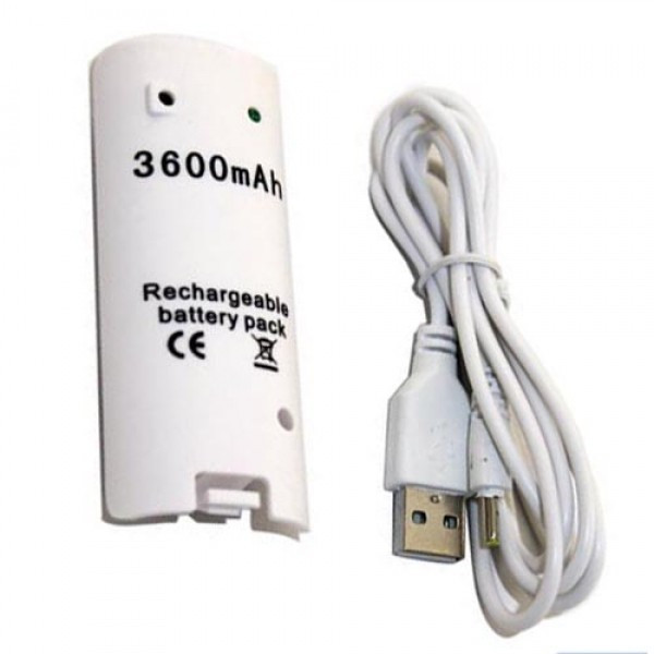 Wit 3600 mah Oplaadbare Batterij Oplader Kabel voor Nintendo Wii Remote Controller