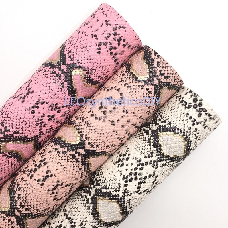 1pc 21 x 29cm metalen slang met hartvorm, python synthetisch leer pu leer voor het maken van strikken leosyntheticodiy 8 s 31b