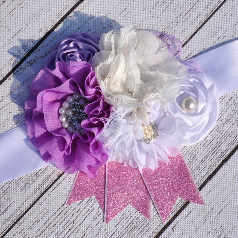 Vintage Puseky Moederschap Sash Photog Props Retro Rhinestone Riemen Gordel Vrouwen Bloem Moederschap Fotografie Bridal Dress Sash: Purple