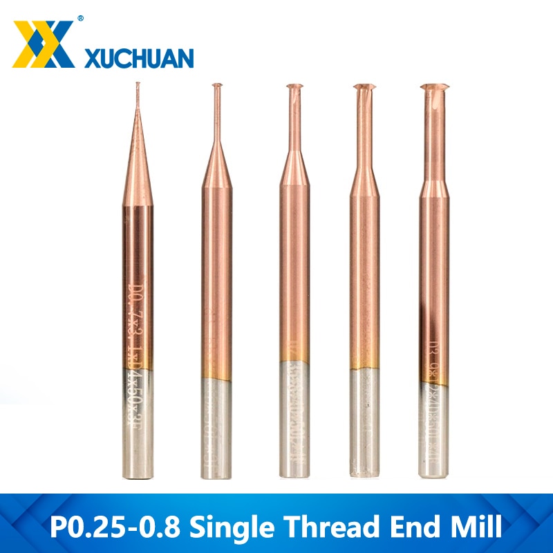 1pc Single Thread Milling Cutter P0.25-0.8 TiCN Coated CNC Router Bit 4mm Shank Thread Mill Carbide End Mill