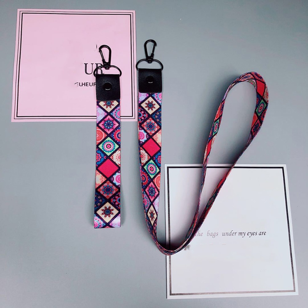 Abzeichen Schild Hängen Gurt Keychain Plaid praktisch BüGel Schlüssel Seil Lanyards Handgelenk Band