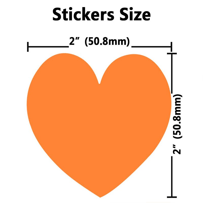 500pcs Splatter Target Label Stickers Orange Heart Shaped Stickers Valentine's Day Crafting Scrapbooking 2 Inch Adhesive Label