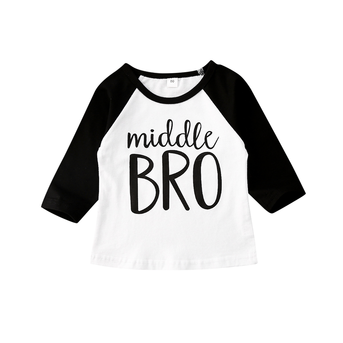 Zoete Midden Zus Broer Baby Boy Girl Kid Tops Brief Print T-shirt Lange Mouwen Katoenen Kleding 6M-4Y