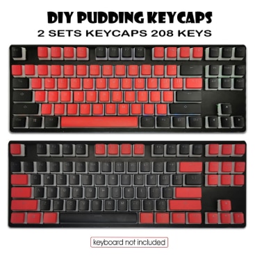 Pudding Keycaps Double Shot Backlit 104 Keycaps Set with Puller compatible with Cherry MX Mechanical Keyboard Black&Red: set