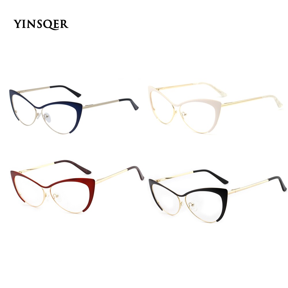 YINSQER miope mujeres montura de gafas de Ojos de gato marco claro de anteojos hombres dioptrías gafas miopía Vintage gafas redondas