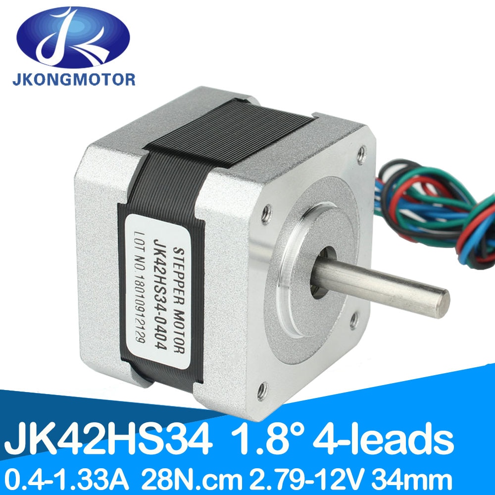 Jkongmotor NEMA 17 Stepper Motor 1.8deg 4leads 28 N.cm 34mm Length Step Motor for DIY CNC 3D Printer