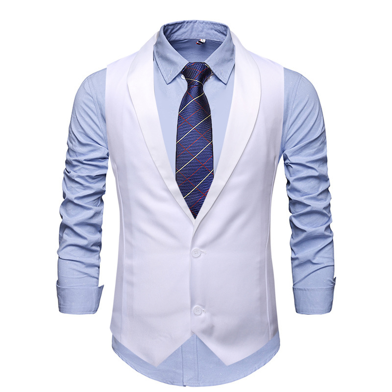 Mens White Tuxedo Vest Brand Shawl Collar Slim Fit Dress Vest Waistcoat Men Party Wedding Groom Vests Male Chaleco Hombre: White / XL