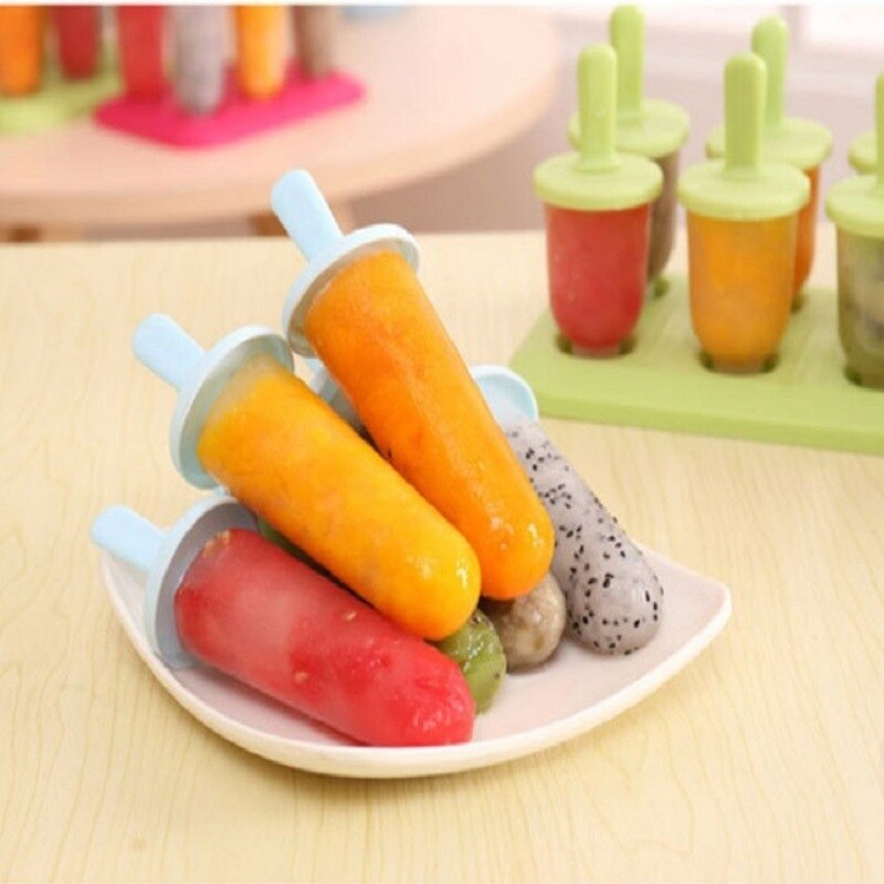 6 Cells Round Shape Summer Accessories Food Grade Lolly Mould DIY Ice Cream Maker Popsicle Molds Dessert Molds Kitchen Tools