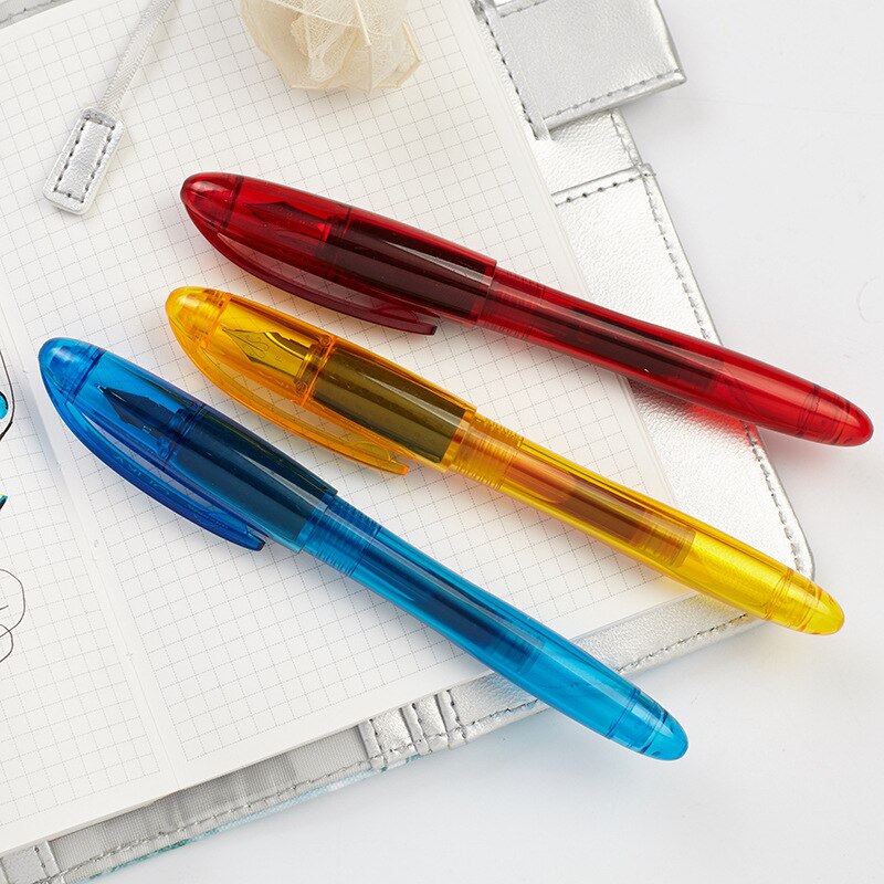 Korean Monami OLIKA Transparent Candy Color Ink Fountain Pen Set 0.5mm Meduim Fine Nib School PVC Plastic Sign Pen Ink Cartridge