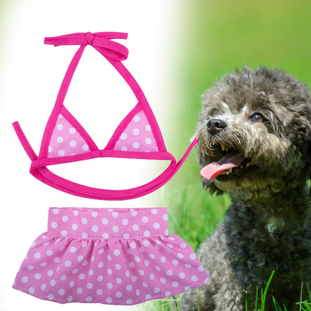 1 ensemble Bikini pour animaux de compagnie chien ruban de fixation confortable impression claire Ins été Bikini pour animaux de compagnie été thème chien Bikini pour petits chiens XS-L