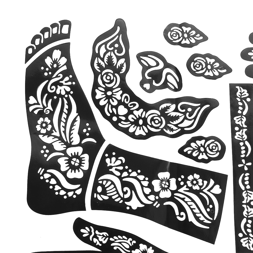 Henna Indian Tattoo Templates Feet Tattoo Stencils for Airbrushing Mehndi Body Painting Wedding Decor