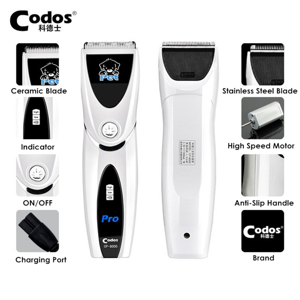 Codos CP8000 Elektrische Hond Haar Trimmer Professionele Grooming Clipper Oplaadbare Kat Hond Scheerapparaat Kapsel Machine voor Groomer