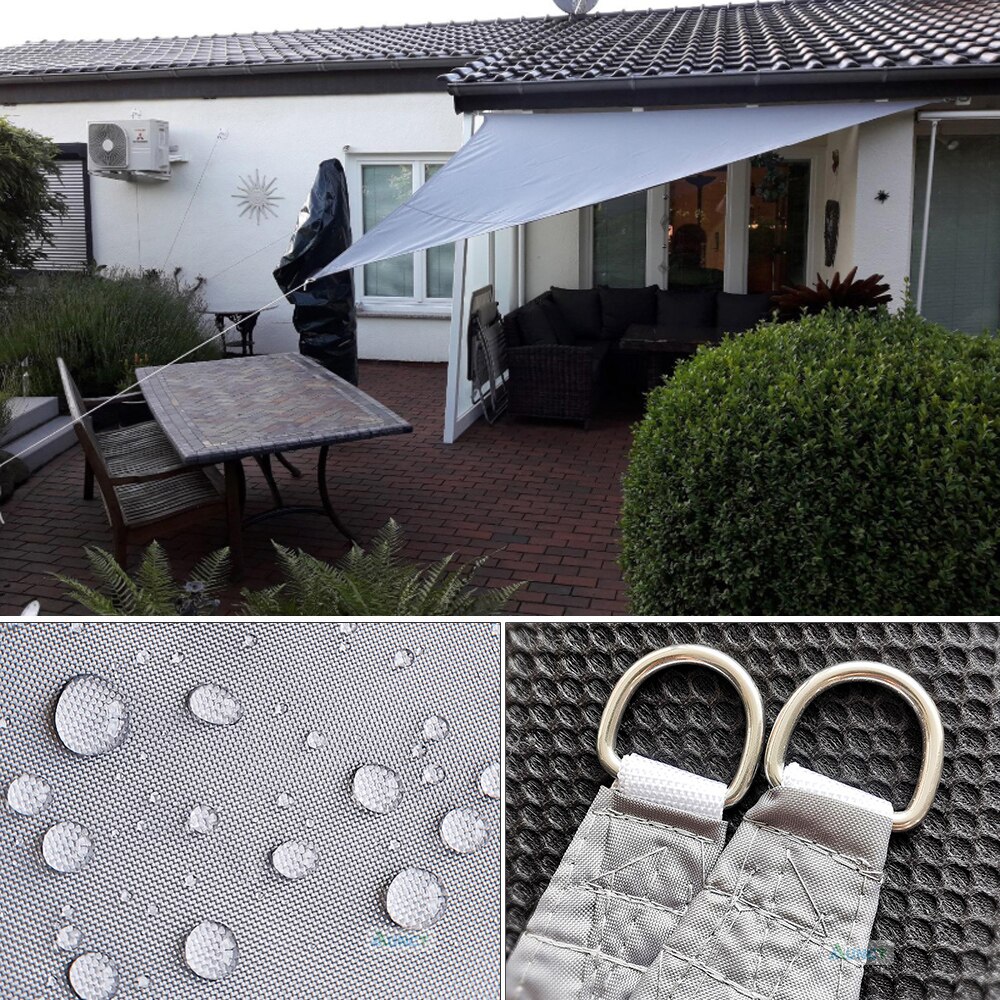 3x3x3M Triangolo sole riparo Ombra Vela portato Luce corda Tende Esterno Romantico Caldo Impermeabile gazebo giardino Tenda a vela