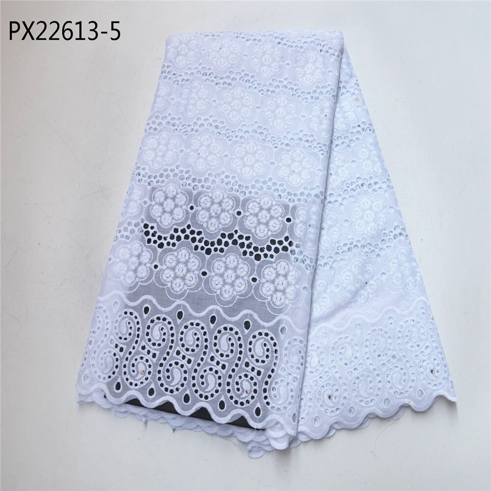 Broderie nigériane africaine en coton, bonne , dentelle de suisse voile, tissu de couleur blanche, dernier gros: 5