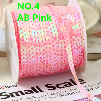 100Yard 6Mm Ab Plating Kleur Spangle Pailletten Lint Op Trim, platte Ronde Sequin Naaien Pailetten String In Roll Voor Wedding Craft